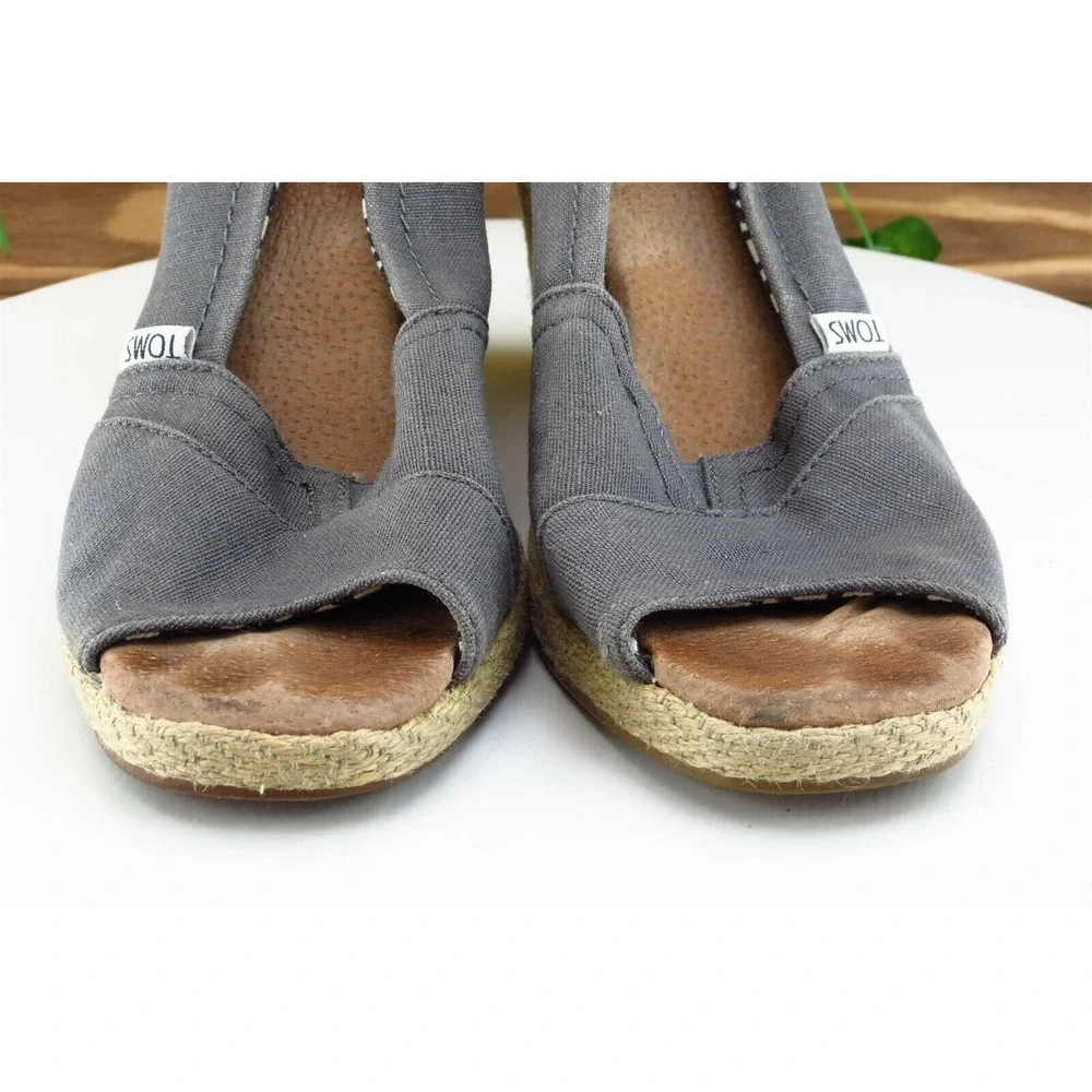 Toms Women Sz 8 M Gray Wedge Fabric Shoes - Picture 2 of 10